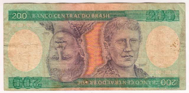 1981 Brasil 200 Cruzeiros - Low Start - Paper Money Banknotes