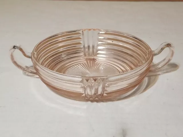 Vintage Pink Depression Glass Small Serving Bowl/Candy Dish with Handles