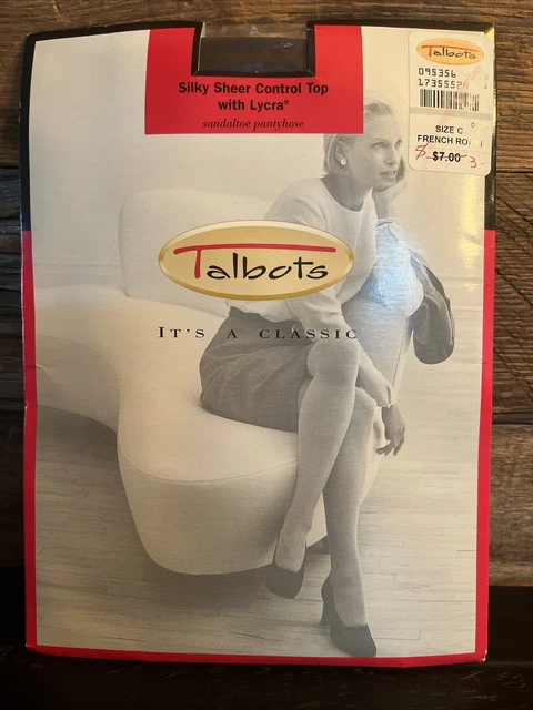 Vintage Talbots Silky Sheer Pantyhose Control Top Sandaltoe Size C French Roast
