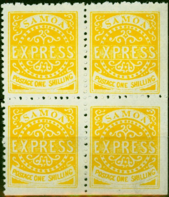Samoa 1879 1s Matte Gelb SG7b P.12 V.F MNH Block Of 4