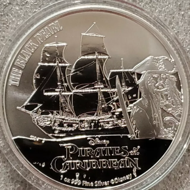 Disney Pirates of the Caribbean The Black Pearl 1 oz .999 Silver coin J. Sparrow