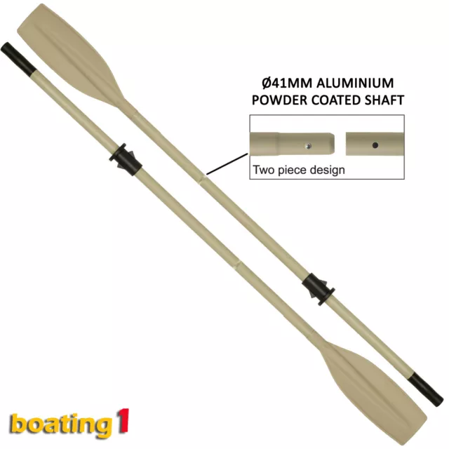 Boat Oar with Oar Stopper/Sleeve Heavy Duty, Aluminium, 2 Piece Design - Pair