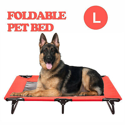 Red Elevated Pet Bed Dog Cot Portable Raised Cooling Camping Pet Cozy Lounger