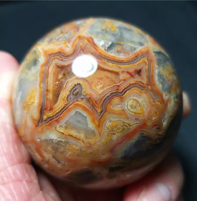 TOP 205G 53MM Natural Polished Crazy Agate Crystal Sphere Ball Healing WD228 3