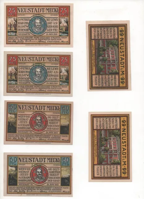 NOTGELD - NEUSTADT MECKELBURG - 5 different notes (N053) (USA) N053