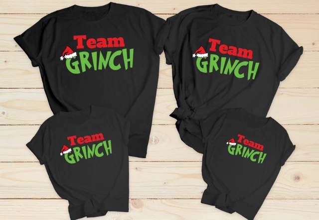 Maglietta Natale BLack famiglia abbinata squadra Grinch di Natale bambini stagionali adulti