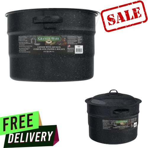 Granite Ware 21.5-Quart Water Bath Canner with Jar Rack freeshipping