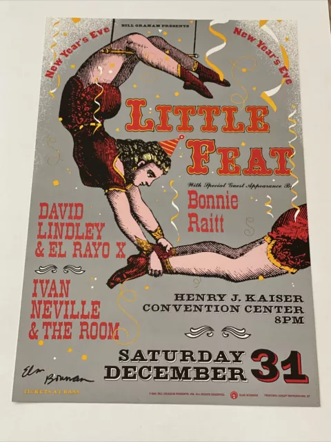 David Lindley Little Feat Bonnie Raitt SIGNED Original Concert Poster NYE 1988 2