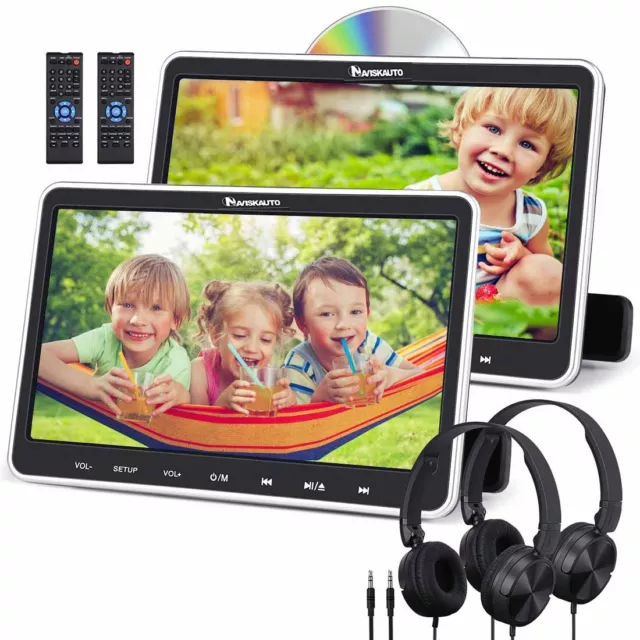 2X10.1" Twin Screen Car Headrest DVD Player TV Rear-Seat Monitor 1080P HDMI USB 2