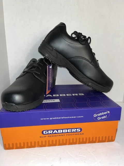 Grabbers Slip Resistant Shoes Men 14 Ava Oxford Black Soft toe G0015