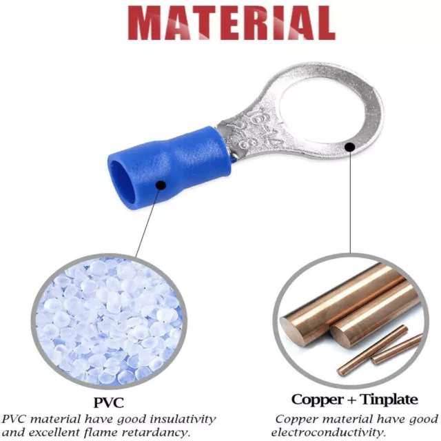 1000 PACK 16-14 Gauge 5/16" Stud Insulated Vinyl Ring Terminals Tin Copper Core 3