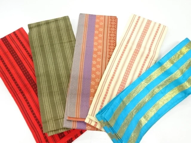11015# Japanese Kimono / Antique Hanhaba Obi / Set Of 5