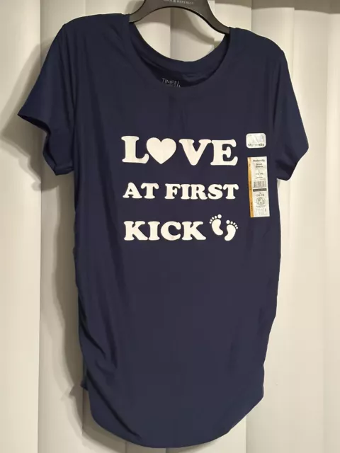 Time and Tru 'Love At First Kick' Maternity Top (Size L 12/14) BRAND NEW W TAGS