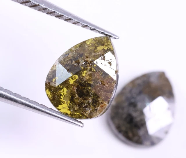 Diamant Naturel Gris Poire 0.71 Carats 7.0 Mm - Non Traité - Qualité Sel Et Poivre