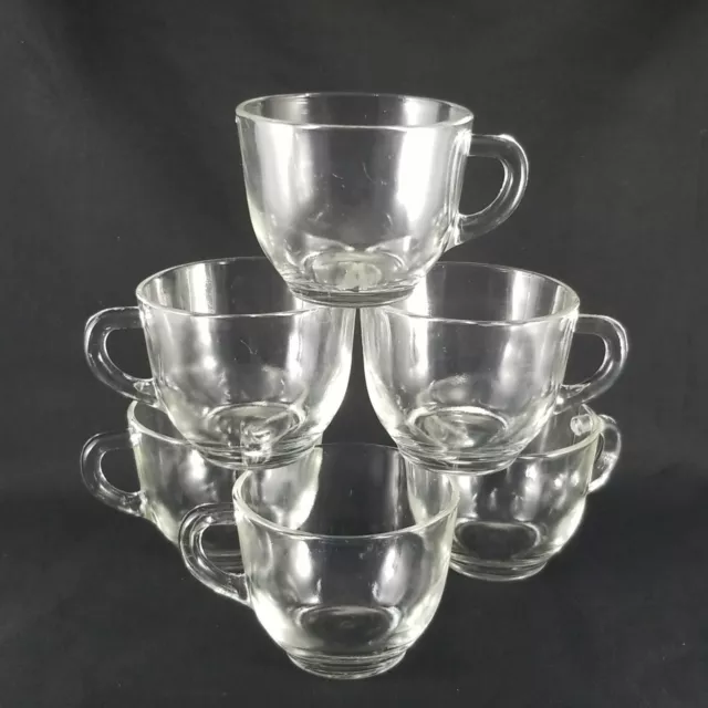 Vintage Federal Glass Plain Clear Punch Cups Set of 6