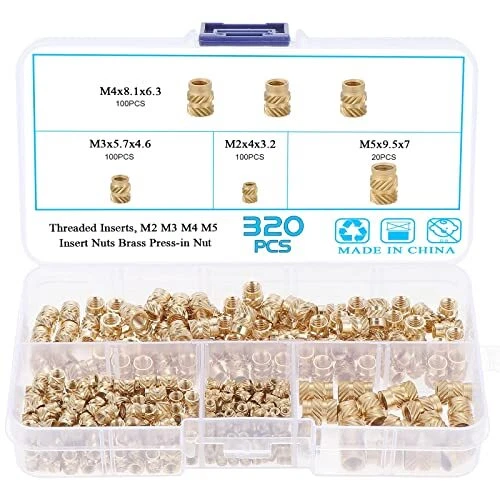 HSEAMALL Dadi in ottone zigrinati con filettatura interna, 320 pezzi, (b9v)