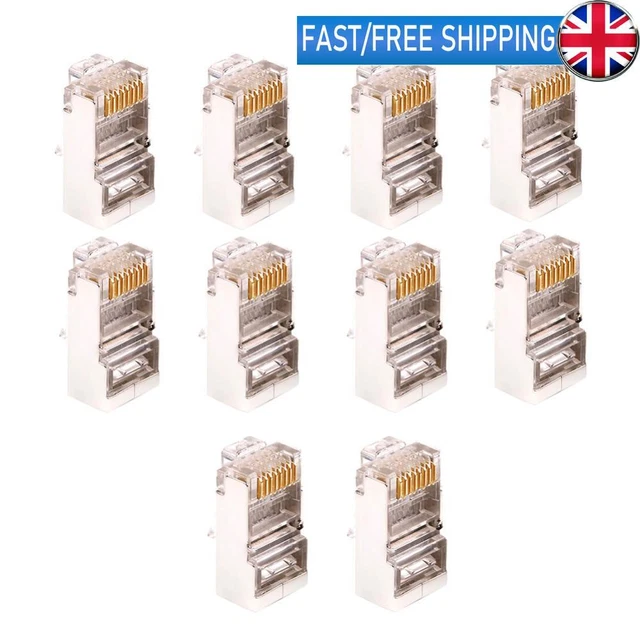 CAT6 CRYSTAL RJ45 Modular Network Connector Adapter w/Metal Shield ...