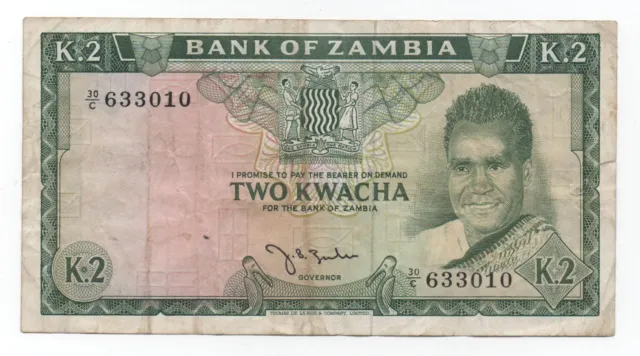 Zambia 2 Kwacha 1969 Pick 11 A Look Scans