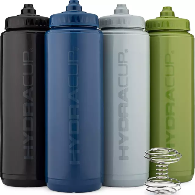 Hydra Cup - 4 PACK - 32Oz Squeeze Water Bottles Bulk Set, BPA FREE, for Sports,