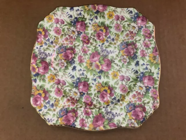 Gorgeous ROYAL WINTON GRIMWADES Summertime Floral Chintz Square Plate #4