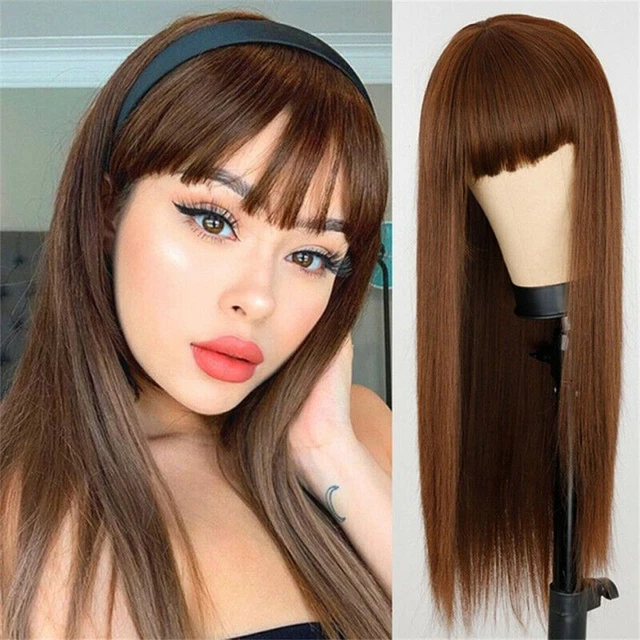 Fiber Heat Resistant Synthetic Hair Wig Women Wig Long Straight Wig with Bangs