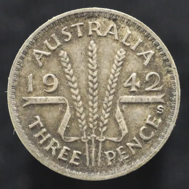 1942 S Australia Silver 3d / 3 Pence Coin George VI Great condition!