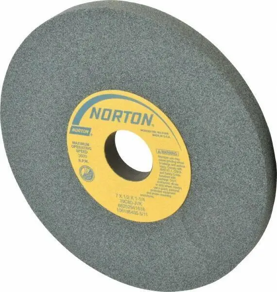 Norton 7" Diam x 1-1/4" Hole x 1/2" Thick, J Hardness, 80 Grit Surface Grindi...