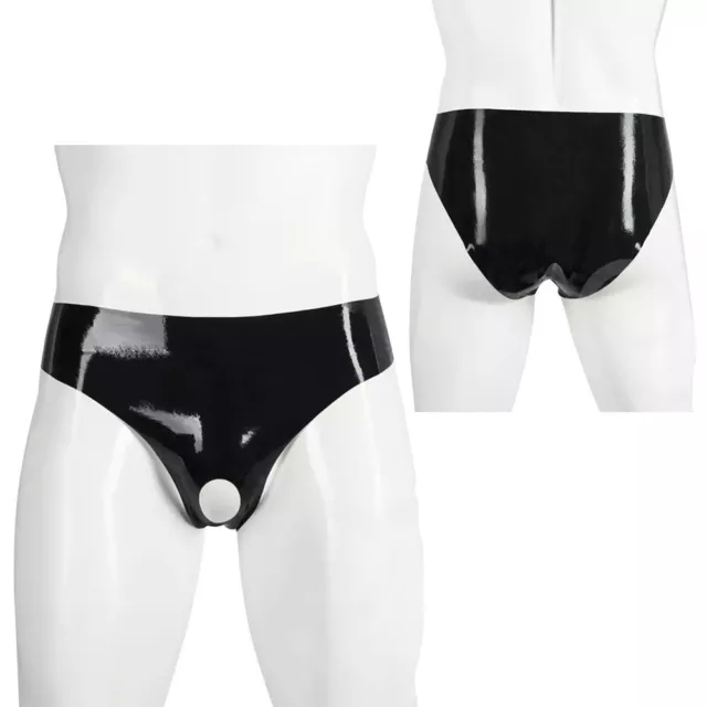 Biancheria intima uomo in pelle PVC lucida sexy anteriore foro aperto slip lattice mutandine gay