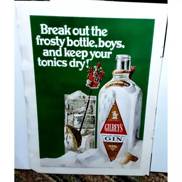 Vintage Gilbeys Gin Keep Tonics Dry 1968 Original Ad empherma