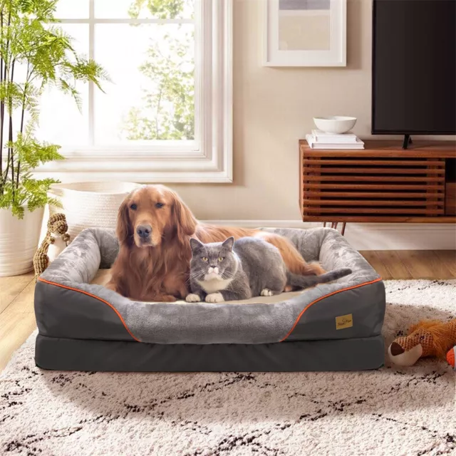 Jumbo Orthopedic Dog Bed Large Memory Foam Pet Sofa Couch Elevated Warm Cushion