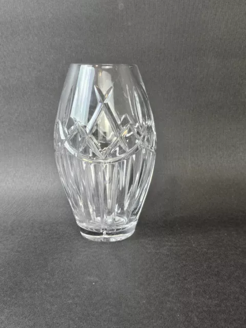 Elegant 24% Lead Crystal Oval Vase ~7" Hand Cut Diamond Pattern - Made in Poland 2