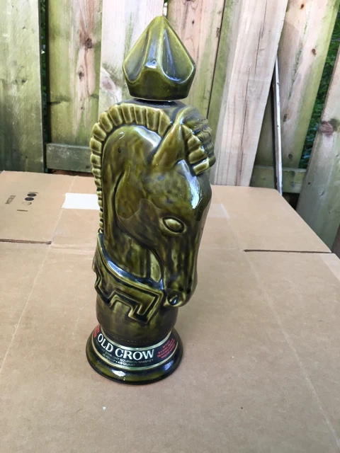 Vintage old Crow chess whiskey decanter Dark night horse