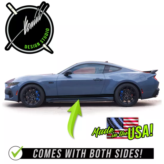Side Door Rocker Racing Stripes Decals Compatible With 2024 & up Ford Mustang