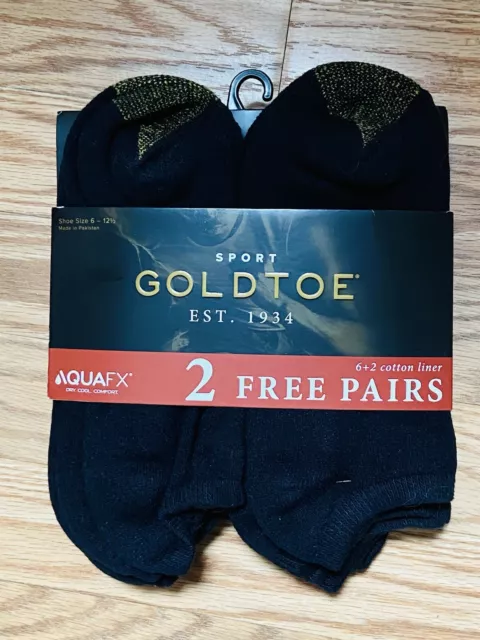 GOLD TOE GOLDTOE Men's Cotton No Show Black Socks 8 Pack AquaFX Sport ...