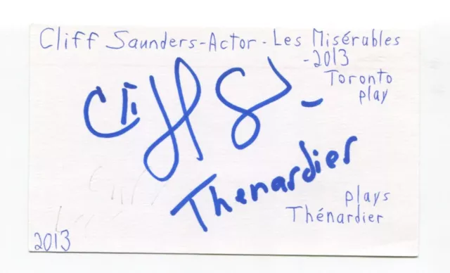 Cliff Saunders Signed 3x5 Index Card Autograph Actress Avonlea Robocop