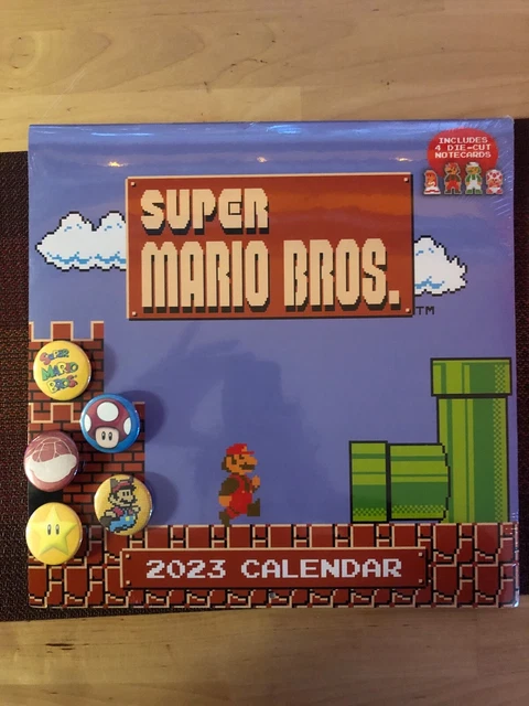 SUPER MARIO BROS. 8-Bit Retro 2023 Wall Calendar 12 x 12 inch size with Magnets! £32.70 