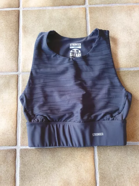 Stronger Damen Sport-BH Crop-Top Schwarz Fitness Laufen Gym Frühling/Sommer Gr.S