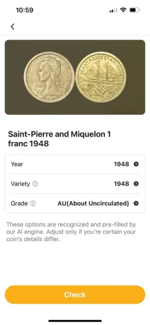Saint Pierre And  Miquelon 1 franc 1948