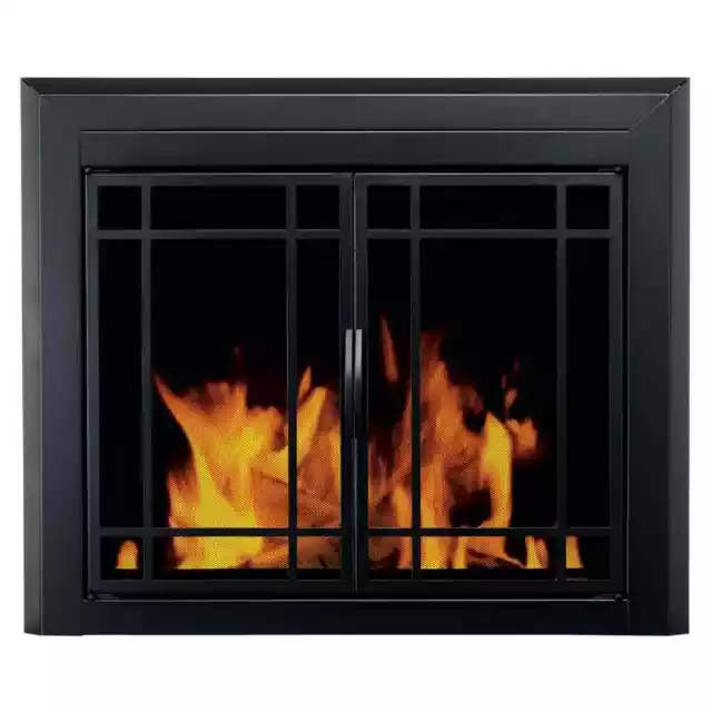 Pleasant Heart Fireplace Doors Medium Tinted Glass Bifold Black Premium Mesh 3