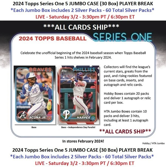 JOSE TENA CLE 2024 Topps Series 1 JUMBO 5 CASE 30 Box PLAYER BREAK 4