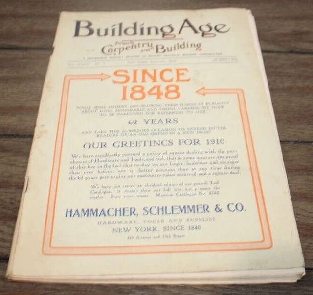 Antique January, 1910 BUILDING AGE MAGAZINE Architecture ADS++ Tools