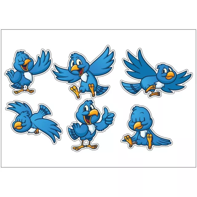 Bird Blue Cartoon Sticker Sheet Decal Cartoon Wall Self Adhesive Vinyl A4 PS0102