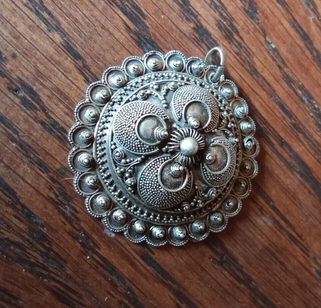 BIJOU BROCHE PENDENTIF en argent massif filigrane Berbère