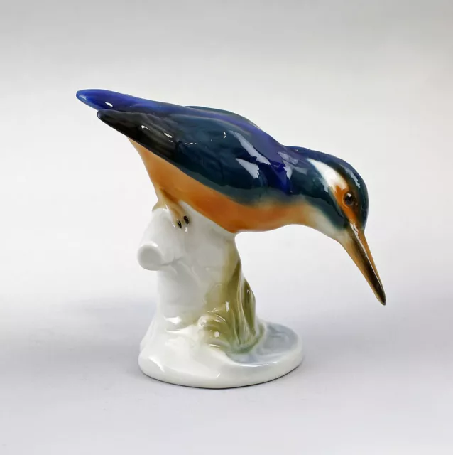 9942129 Porcellana Figura Uccello Martin Pescatore Wagner & Apel 11x8, 5cm