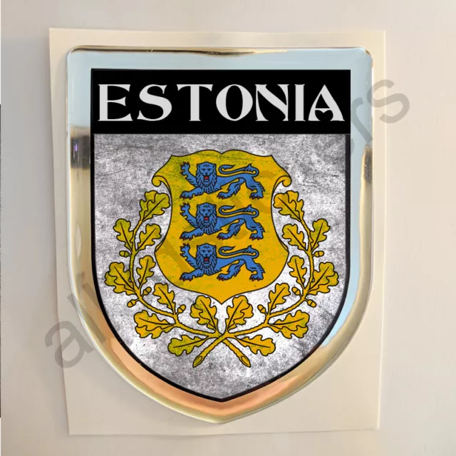 Estonia Adesivi Scudetto 3D Emblema Stemma Sporco Resinato Adesivo Resinati