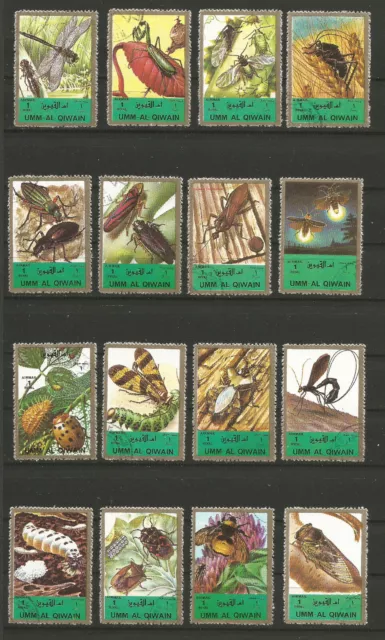 Um Al Qiwain Émirats arabes unis les insectes 16 timbres oblitérés /TR5936