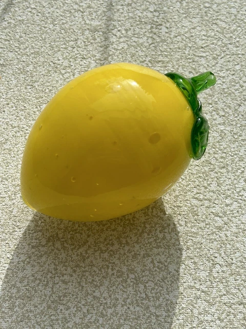 VTG Murano Style Art Glass Lemon,Yellow, Green,Fruit Basket Display Home Decor
