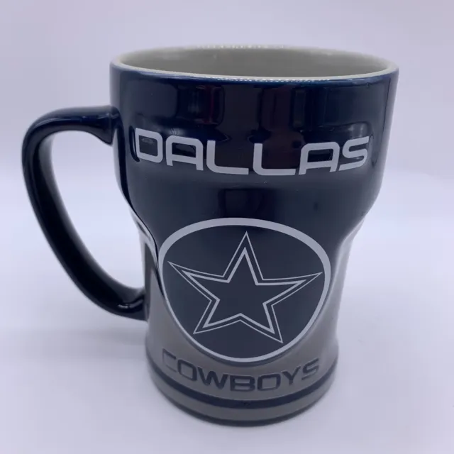 Dallas Cowboys Ceramic Blue & Silver Raised Relief Coffee Mug or Cup 12 oz