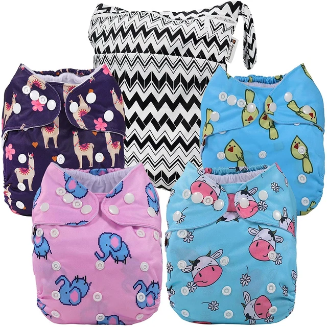 Cloth Diapers 4 Pack Adjustable  Waterproof Washable Pocket Baby Cover with Wet