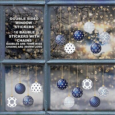 16 pegatinas para ventana de construcción de vidrio de Navidad de doble cara - no reutilizables - d